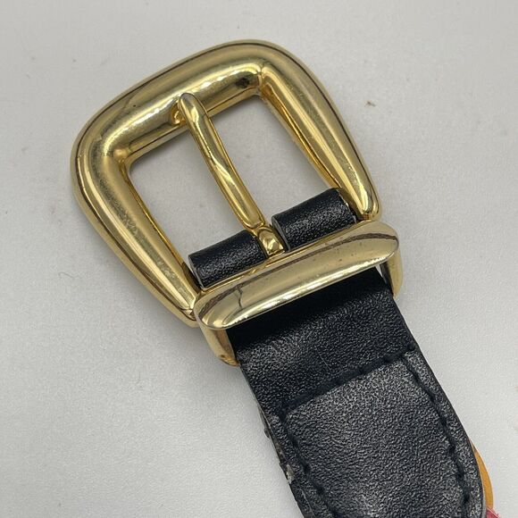 Omega Womens Braided Leather Belt Multicolor Woven SIZE MEDIUM 34" 90s Boho Gold - Picture 4 of 5